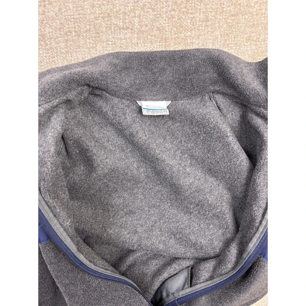 Columbia Kids Jacket Large L 14/16 Blue Gray Fleece Hybrid Full Zip Mock Neck